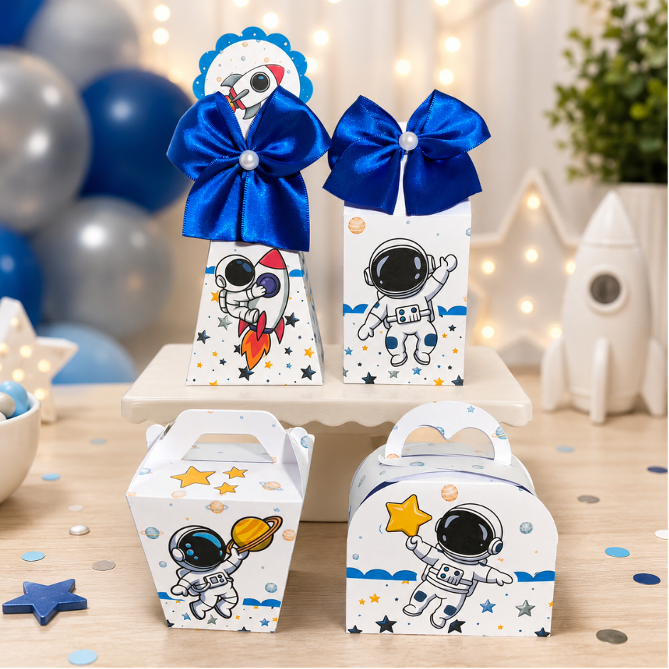 KIT FESTA CAIXINHAS PERSONALIZADAS ASTRONAUTA MENINO LEMBRANCINHAS