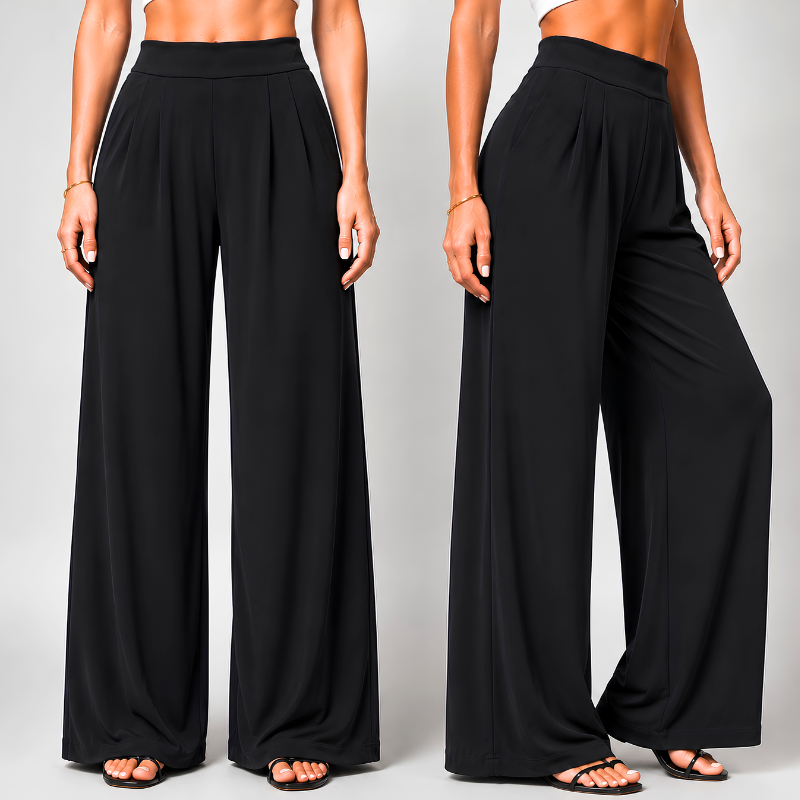 Calça Pantalona Feminina Viscose Com Elastano Casual Trabalho Escritório