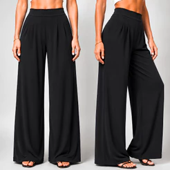 Calça Pantalona Feminina Viscose Com Elastano Casual Trabalho Escritório