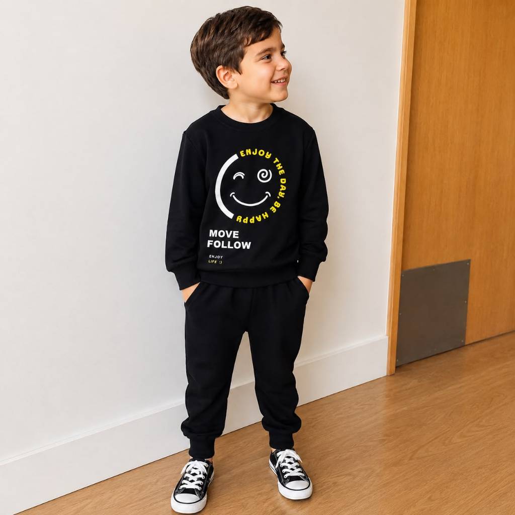 Conjunto, masculino, infantil, meia estação, blusa manga longa, calça, confortável e estiloso