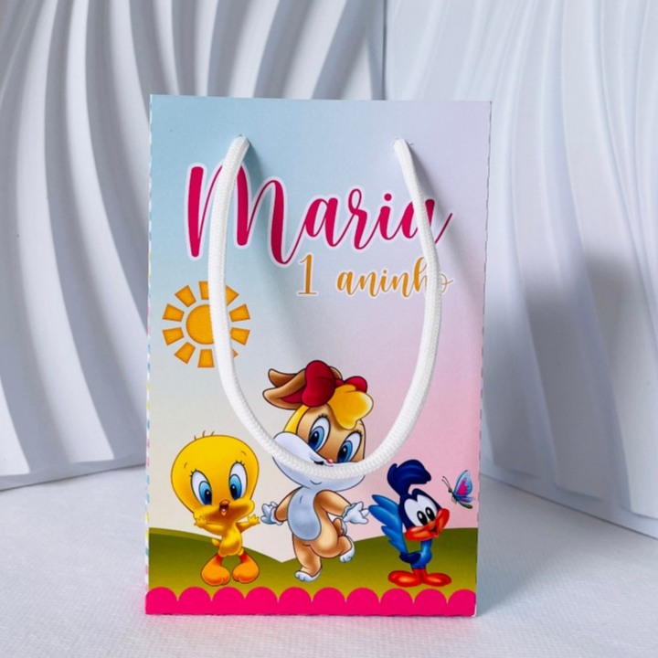 Sacolinha P BABY LOONEY TUNES MENINA Personalizada  | Sacolinha Surpresa | Lembrancinha festa infantil | Aniversário