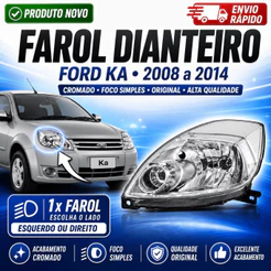 Farol Ford Ka Cromado Foco Simples Original 2008 2009 2010 2011 2012 2013 2014
