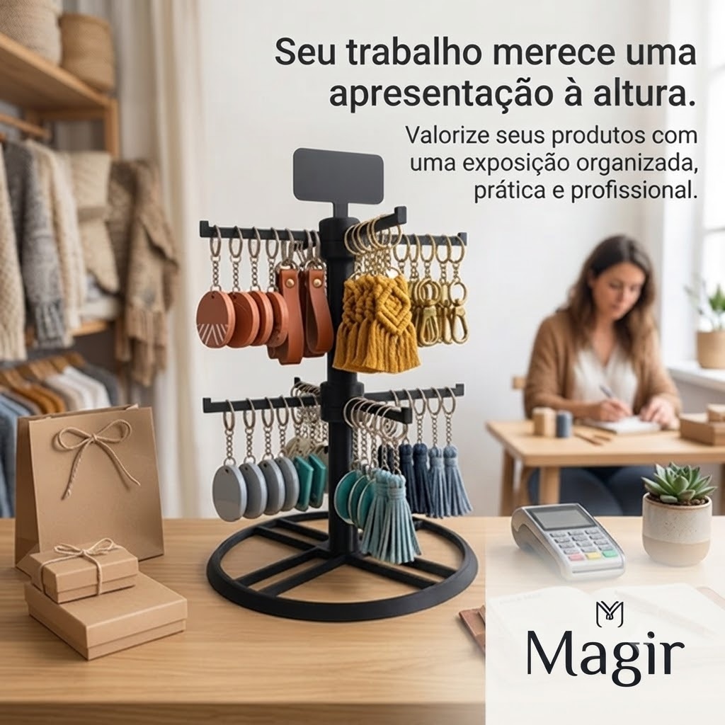 Suporte Expositor Giratório para Chaveiros Premium - Reforçado Ate 100 chaveiros Loja Mercado