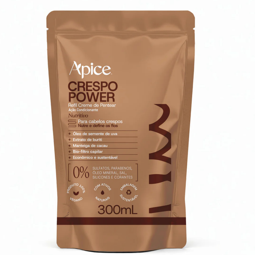 Apice Crespo Power Creme de Pentear Refil 300ml Ação Condicionante Nutritivo