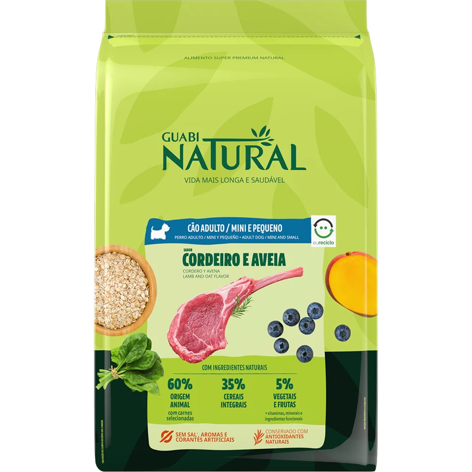 Ração Guabi Natural Adulto Raça Pequena Cordeiro e Aveia 10,1 kg