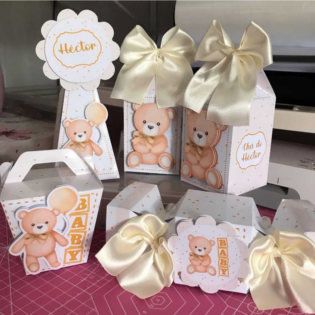 Kit Caixinhas Personalizados Tema cha de bebe Menina Menino Personagens Lembrancinhas Aniversarios Pegue Monte