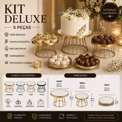 Kit Festa 5 Peças Boleira e Doceiras Deluxe Premium Para Decorações