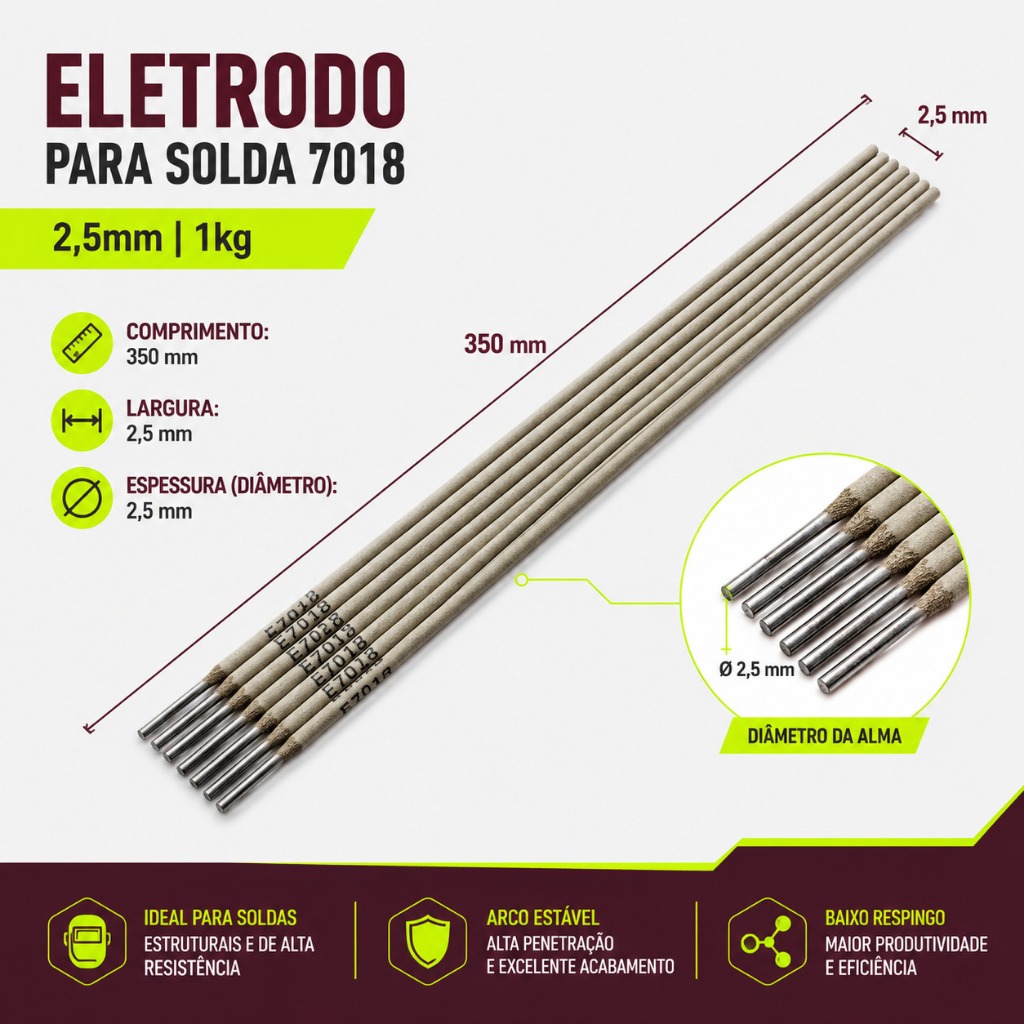 Eletrodo para Solda 7018 2,5mm Embalagem 1kg Ômega — imagem 2 de 2
