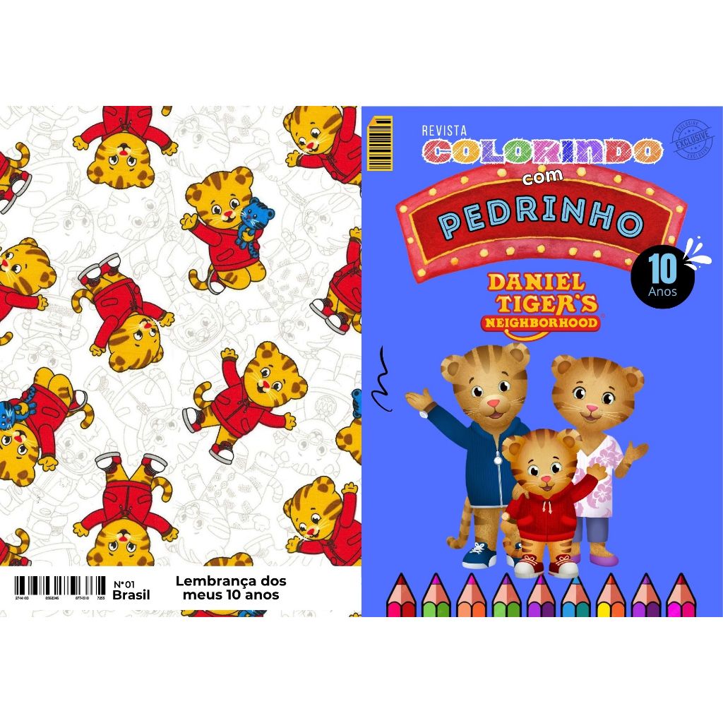 20 Revistinha de Colorir Personalizada Daniel o Tigre Lembrancinha Aniversário Infantil