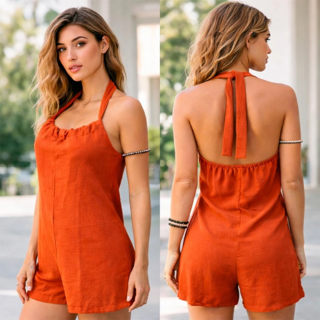 Macaquinho Feminino Duna Curto Ajustável Soltinho Com Alça Macacão Elegante Premium Verão