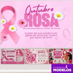 Painel Outubro Rosa Decoração Campanhas Painel Retangular Horizontal Sublimado em Tecido