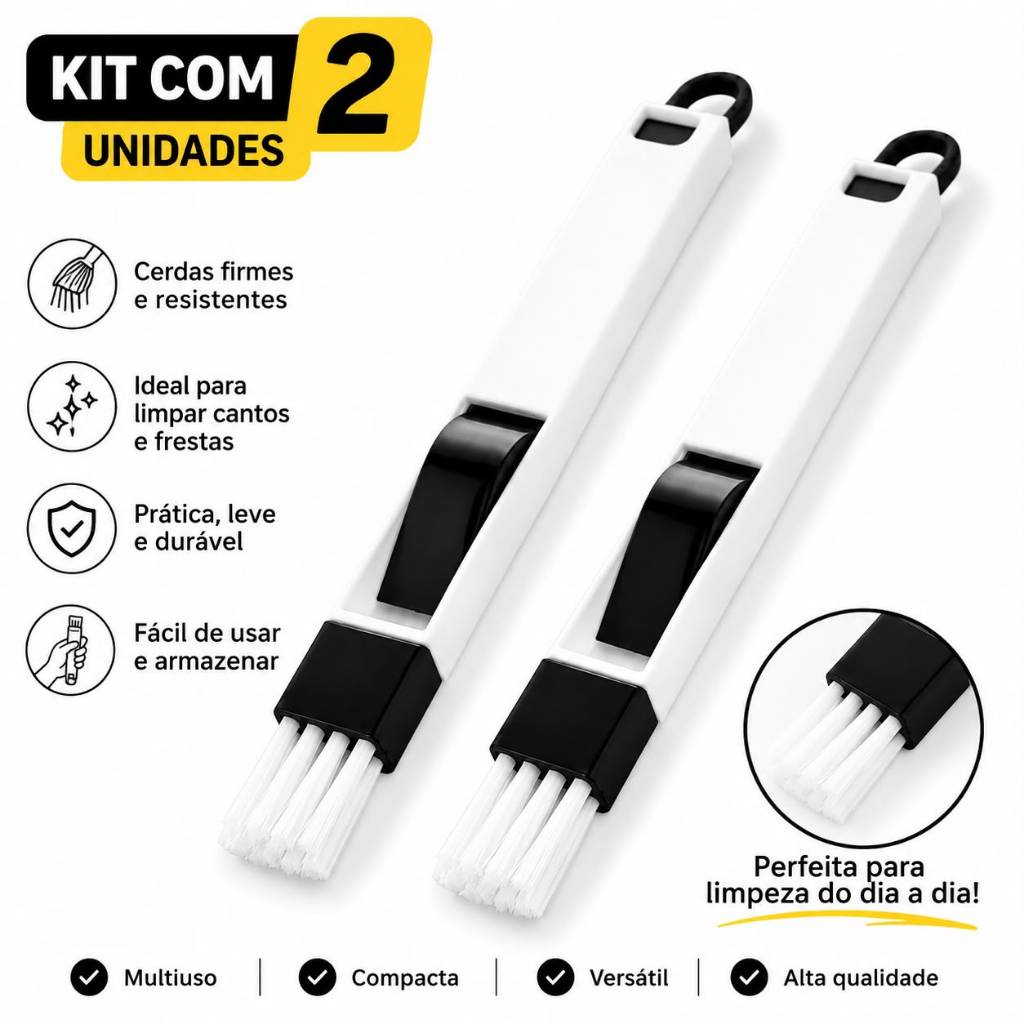Kit 2 Escova De Limpeza C/ Pá Multiuso Teclado Janela Fresta