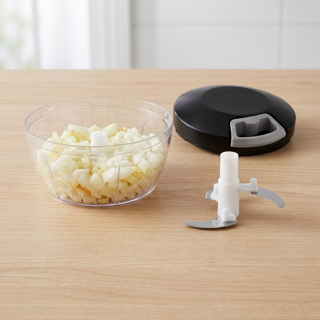 Mini Processador Manual para Alimentos 500ml com 3 Lâminas Triturador de Legumes Alho Cebola e Temperos · foto 2