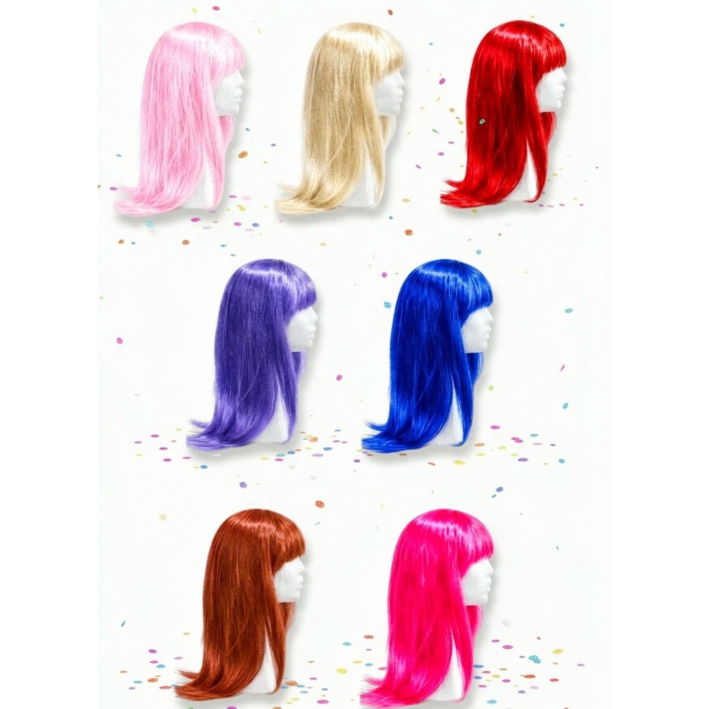 Peruca LONGA CAMADA LISA Festas Fantasia Carnaval Cosplay Acessório animador eventos diversas cores