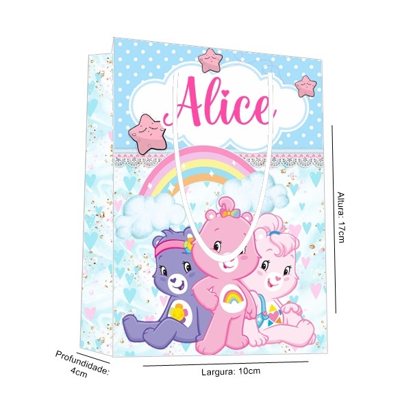Sacolinha Ursinhos Carinhosos Personalizada para Aniversário/ Lembrancinha Festa Infantil / Qualquer nome e idade