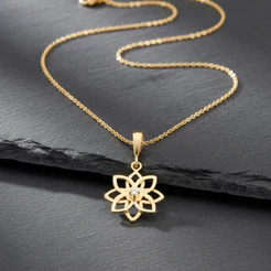 Kit Presente Feminino Colar + Pingente Flor Rommanel Banhado A Ouro 18k