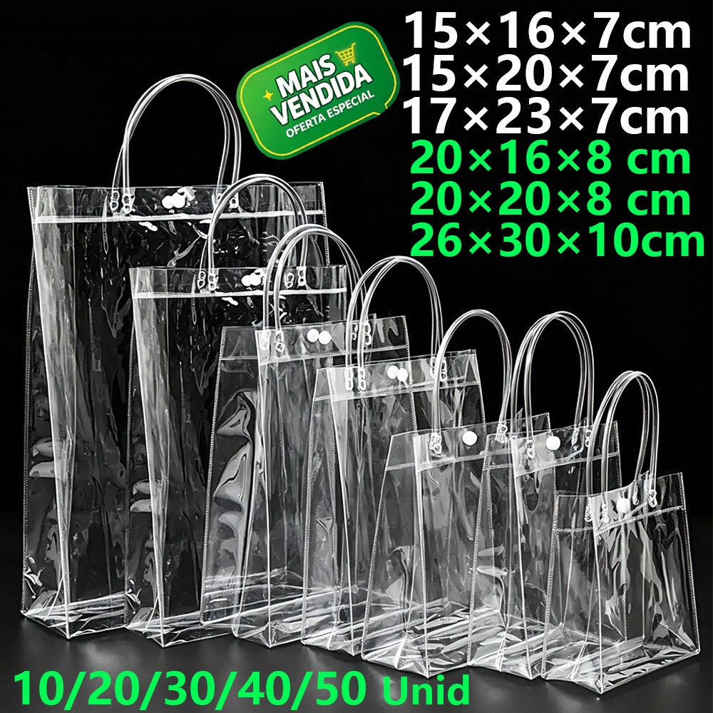 Sacola PVC transparente com alça Presentes 40/50 PCS Bolsa De Lembrança De Aniversário infantil natal Dia dos Namorados