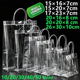 Sacola PVC transparente com alça Presentes 40/50 PCS Bolsa De Lembrança De Aniversário infantil natal Dia dos Namorados