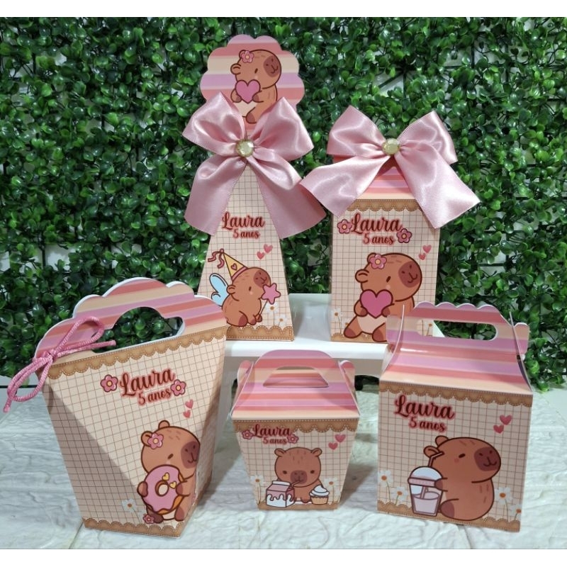 Kit Caixinhas Capivara (FAZEMOS TDS TEMAS)Lembrancinha Personalizada de Aniversário (PEGUE E MONTE)