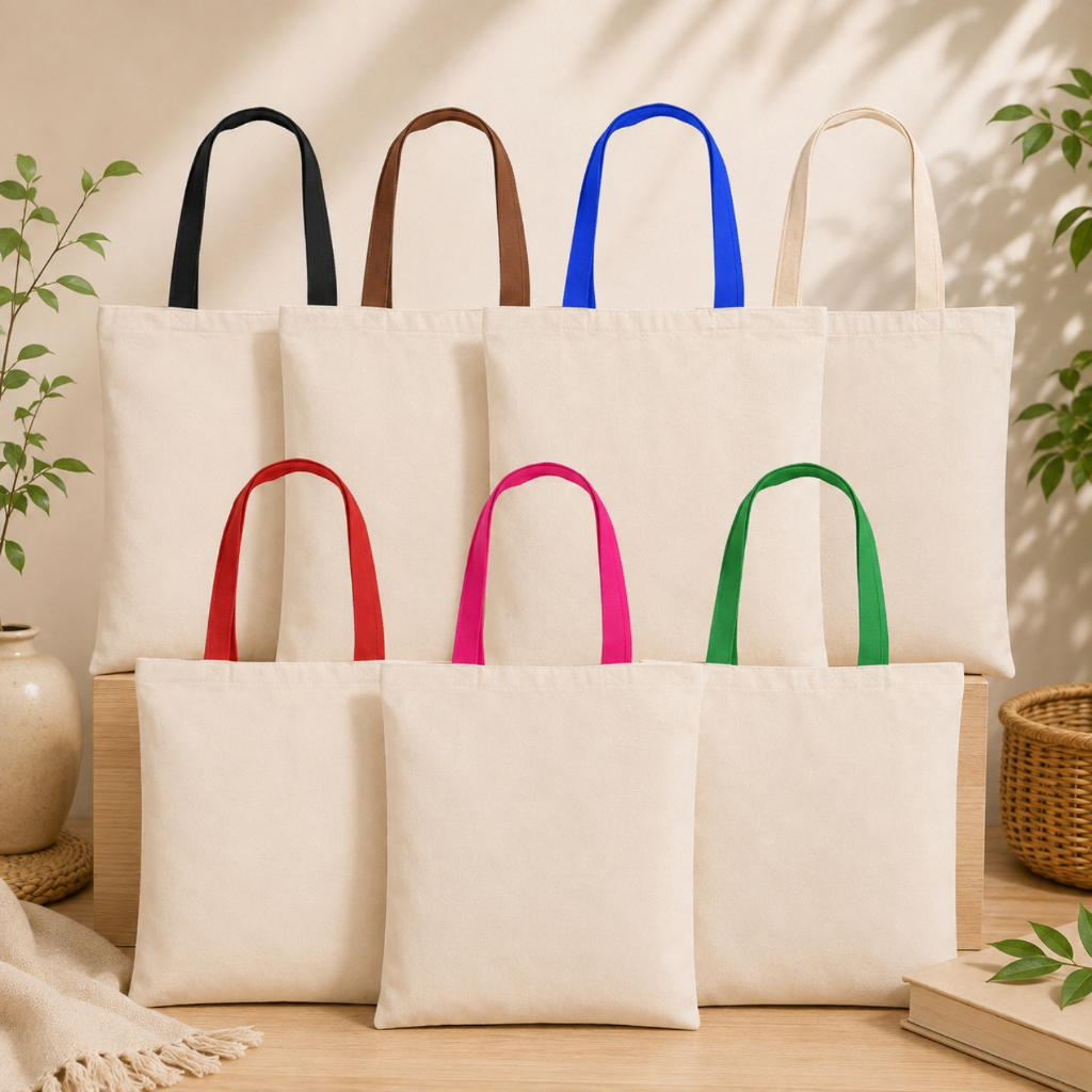 Ecobag 35x40cm Lisa Alça Colorida Algodão Cru Com e Sem Zíper Bolsa