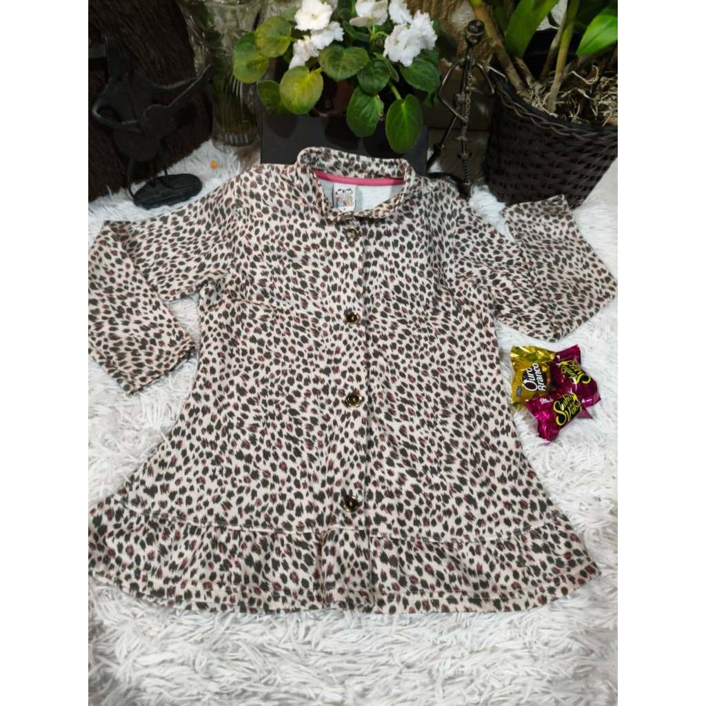 Casaco Infantil Feminino, Modelo Manga Longa, Malha Elastano Animal Print , Tam: 08 Marca; Bethy.bethy