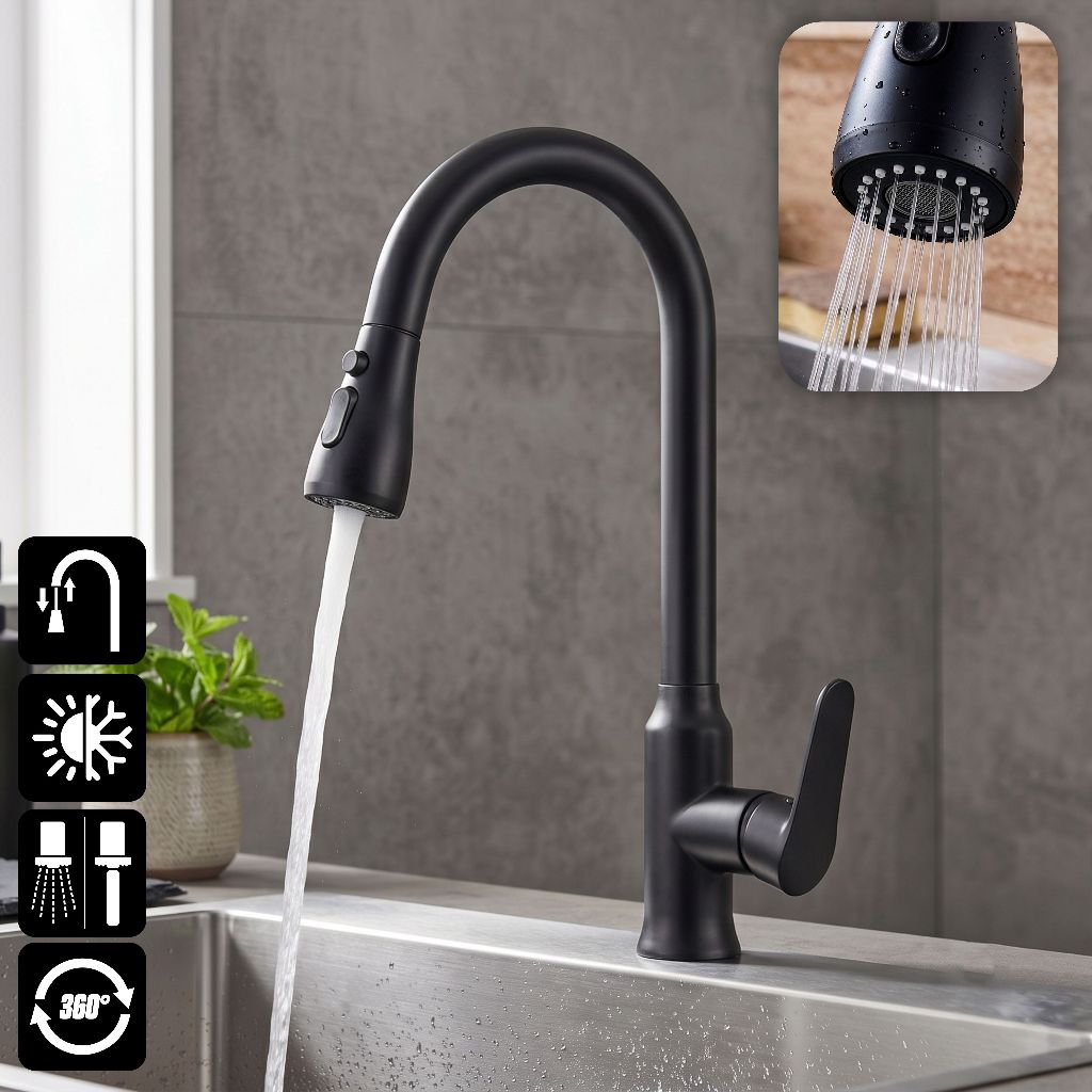 Torneira Slim L Misturador Monocomando Cozinha Bancada Luxo Rotação 360º