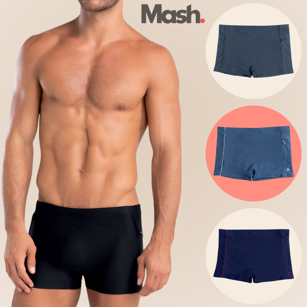 Sunga Boxer Mash Adulto Forrada Bolso com Zíper Cordão de Regulagem Moda Praia F