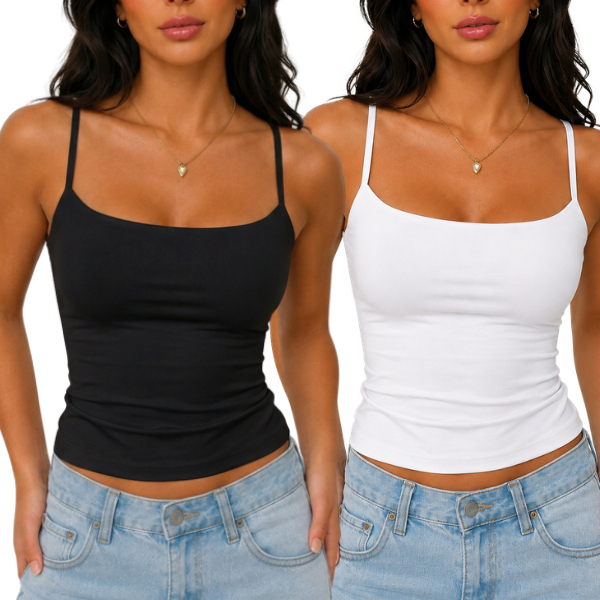 Kit 2 Regata Feminina Blusa Alça Fina Poliamida Premium Fitness Casual Com Forro Duplo Academia