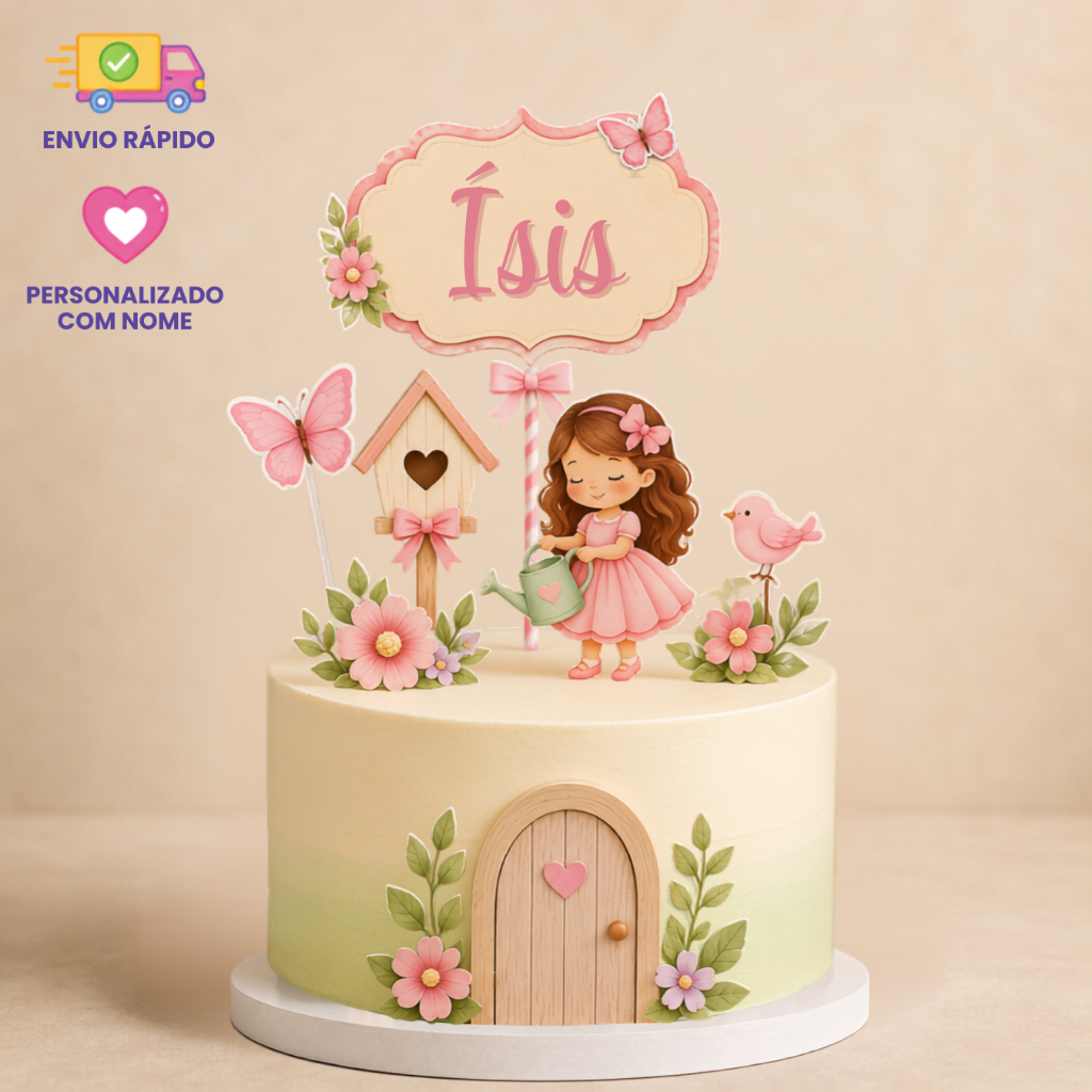Topo De Bolo - Jardim Encantado| Lembrancinha | Aniversário | Decoração