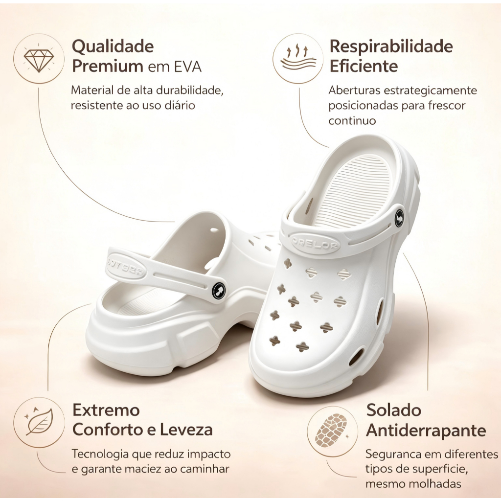 Babuche Plataforma EVA Unissex Chinelo Respirável Antiderrapante, Sandália Duplo Uso Para Praia Casa Dia a Dia — imagem 2 de 2