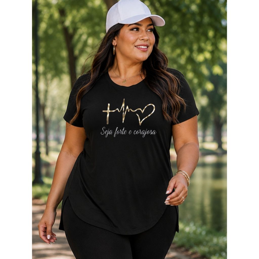 Camiseta Feminina Pluz size para Academia,Caminhada, Pilates e Esporte Tapa Bumbum Longa Tecido Leve e Confortável
