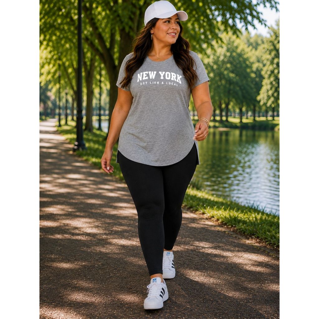 Camiseta Feminina Pluz size Blusa Academia, Caminhada, Pilates e Esporte Tapa Bumbum Longa Tecido Leve e Confortável