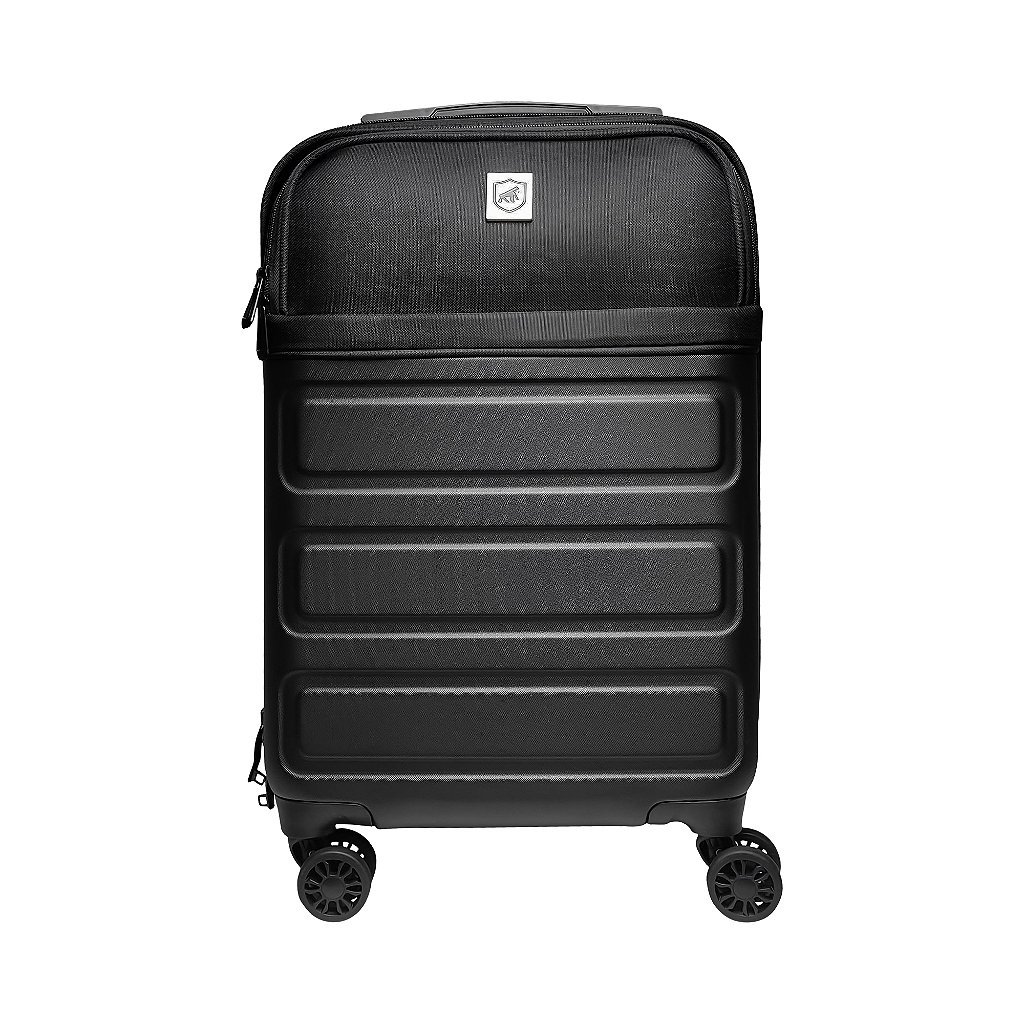 Gshield Mala de Bordo Armor para Viagem 33 Litros em ABS com Bolso, Rodinhas 360º Leve e Resistente, Preta