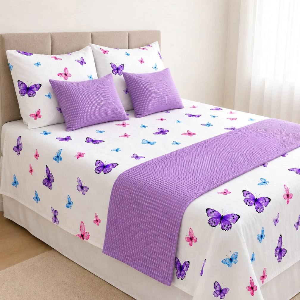 Kit 6 Peças Jogo De Cama Solteiro Casal Queen King Decoração Sofisticada Pousada Hotel