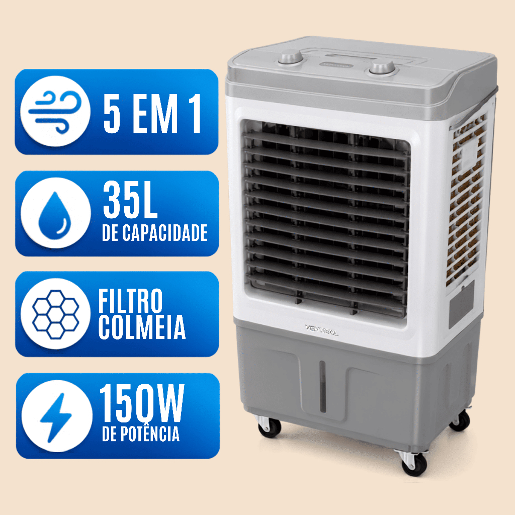 Imagem Climatizador 35 Litros Ar Frio Ventisol Portatil 110v e 220v Umidificador