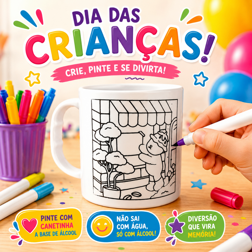 KIT C/ATÉ 40 CANECAS CACHORRO P/PINTAR/COLORIR, PLÁSTICO 400ML, DIA DAS CRIANÇAS, ESCOLA,ANIVERSÁRIO
