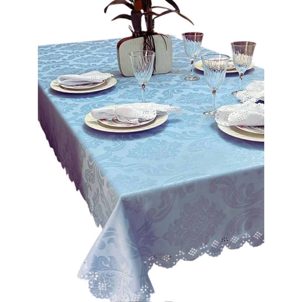 Toalha de Mesa 2,50m Jacquard 8 Cadeiras Lindo Acabamento Decoração Oferta do Dia