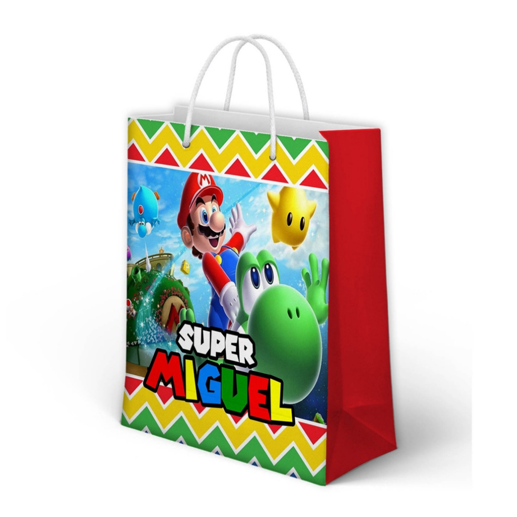Sacolinha Super Mario Personalizada para Aniversário/ Lembrancinha Festa Infantil / Qualquer nome e idade