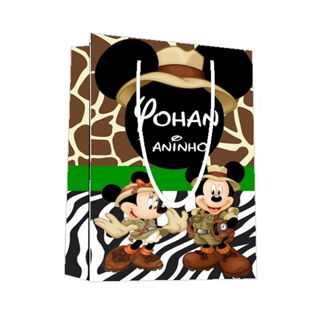 Sacolinha Mickey Safari Personalizada para Aniversário/ Lembrancinha Festa Infantil / Qualquer nome e idade