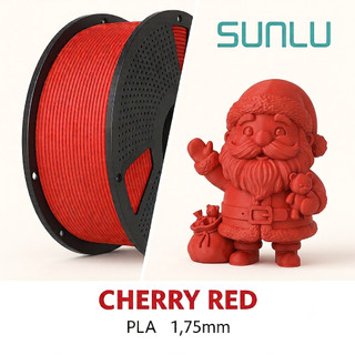 Filamento PLA Vermelho SUNLU 1kg 1,75mm Classic Cherry Red para Impressora 3D Bambu Lab e Outras