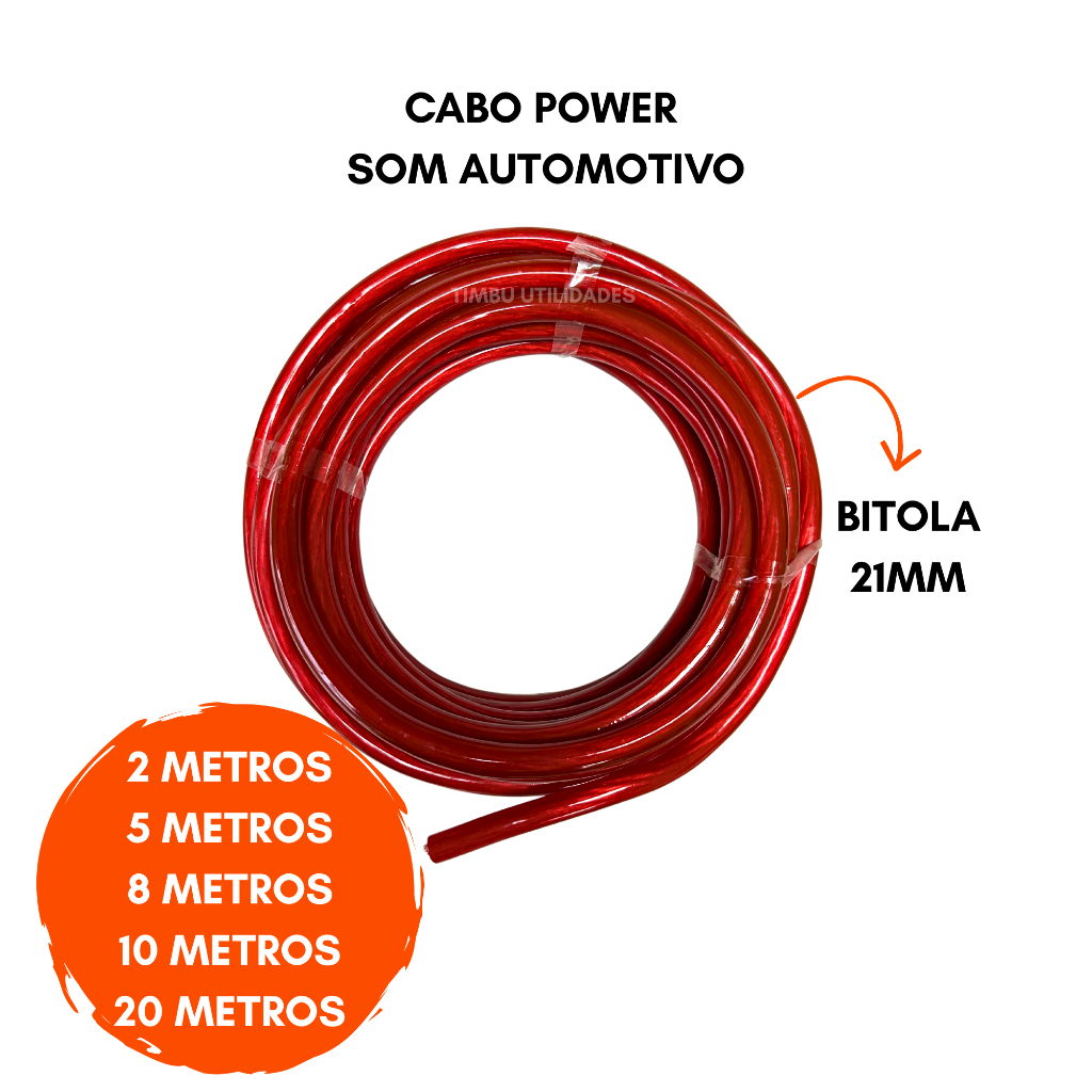 Cabo Power Automotivo Premium Flexível Alta Condução 21mm
