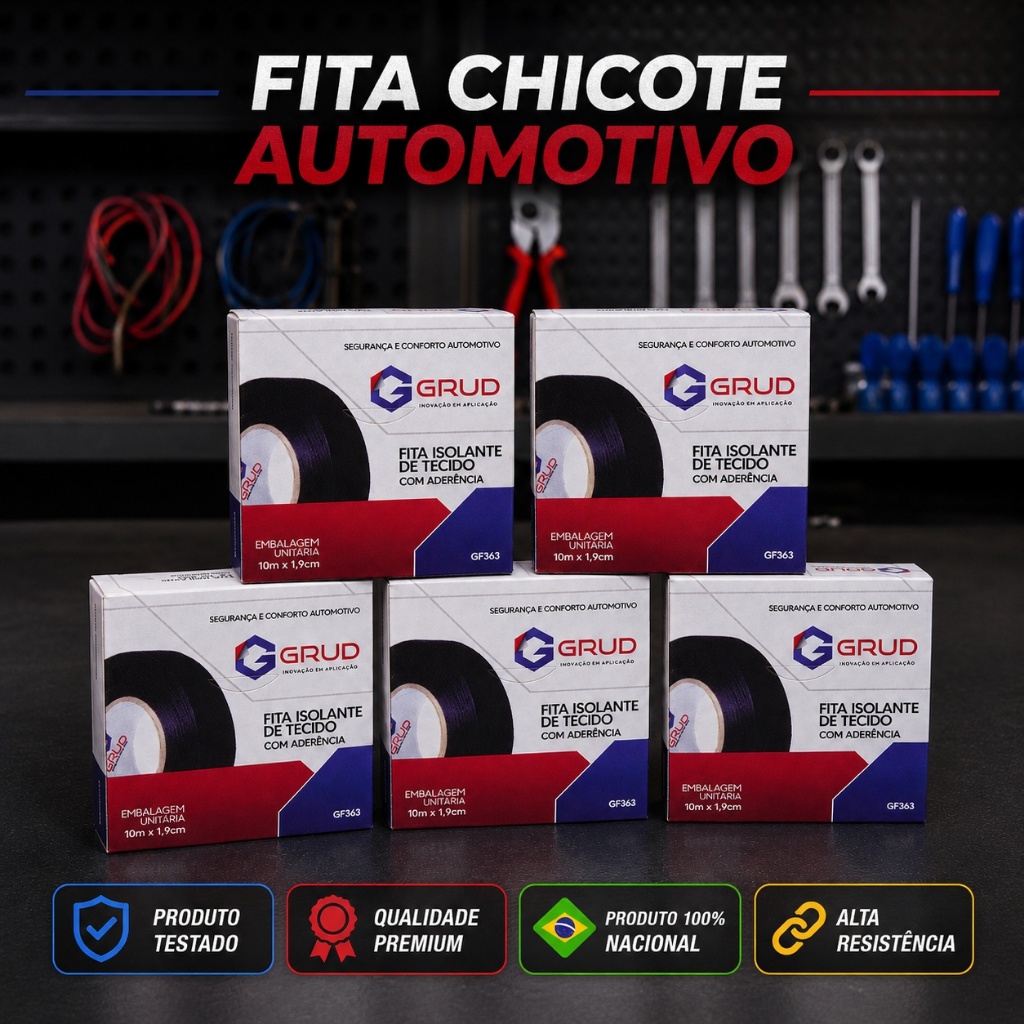 Até 05 Fita Chicote Isolante Tecido Automotivo Autoadesivo Carro Moto 10m x 19mm Anti Ruído Altas Temperaturas