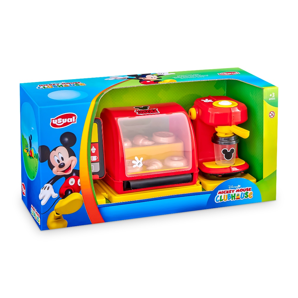 Kit Cafeteria Infantil Mickey Mouse Disney com Cafeteira e Acessórios Brinquedo Criança