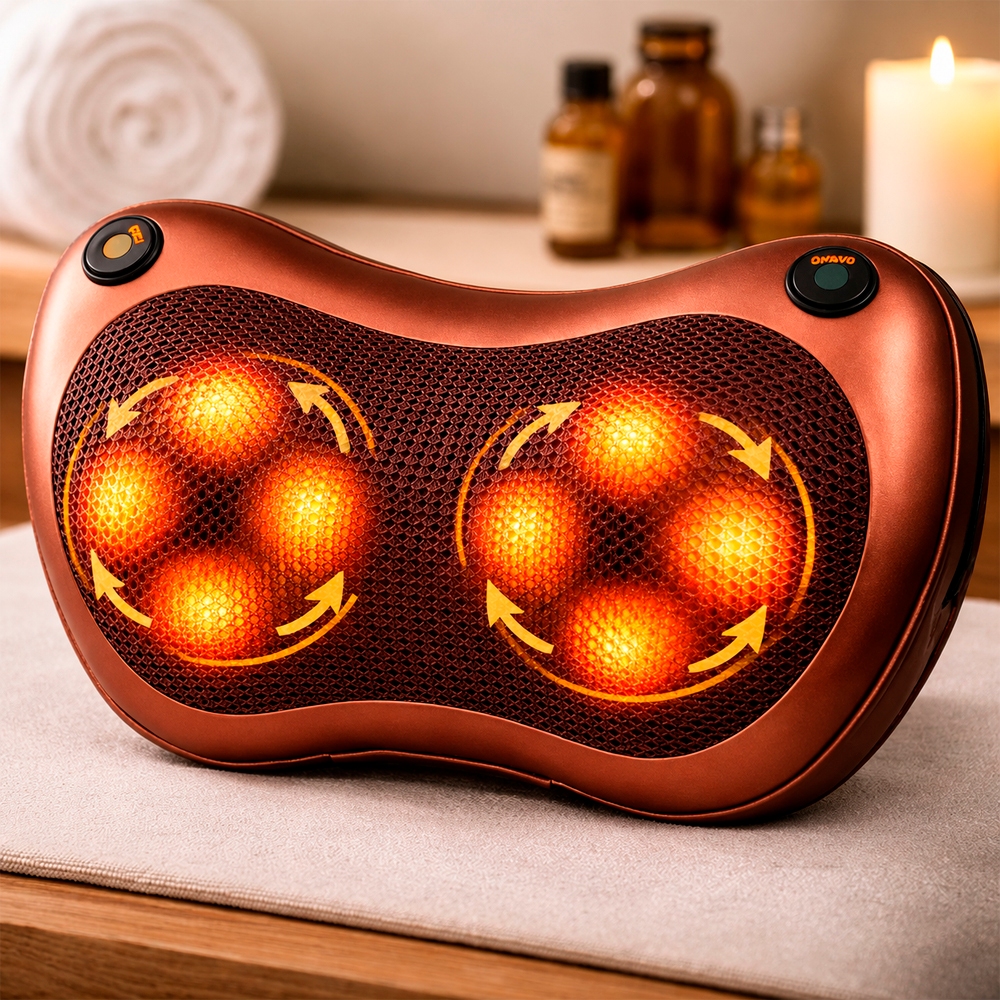 Massageador 8 Bolas Shiatsu Lombar Pescoço Veicular E Casa