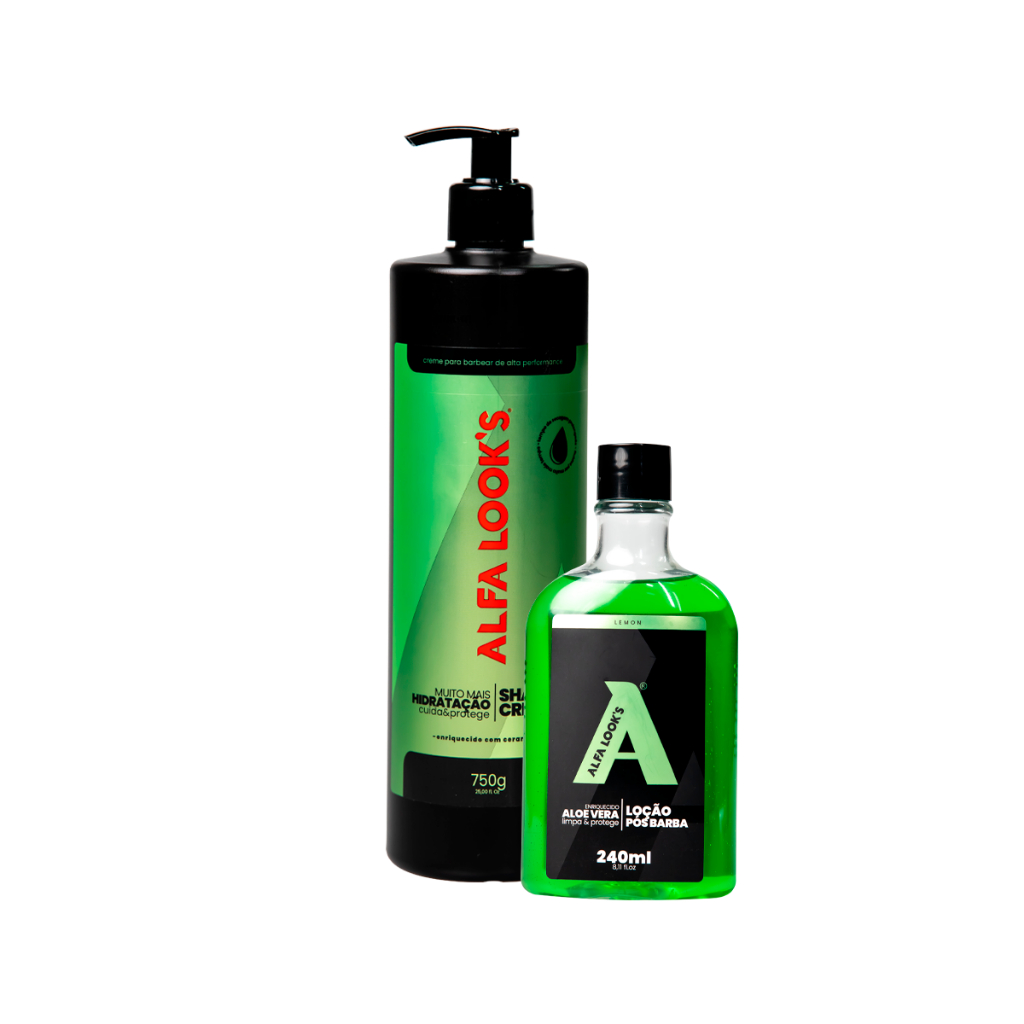LINHA LEMON 1 SHAVING CREME 750ML + 1 LOÇÃO 240ML ALFA LOOKS