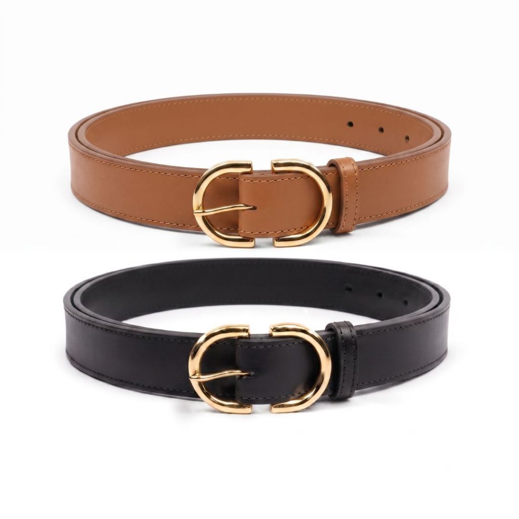 Kit 2 Cinto Feminino Largura 3cm Fivela Dourada da Moda Blogueira Fivela Invertida - Drica
