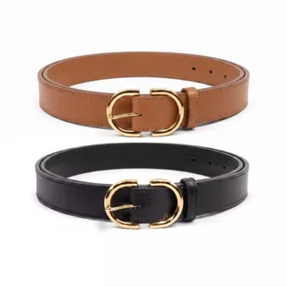 Kit 2 Cinto Feminino Largura 3cm Fivela Dourada da Moda Blogueira Fivela Invertida - Drica