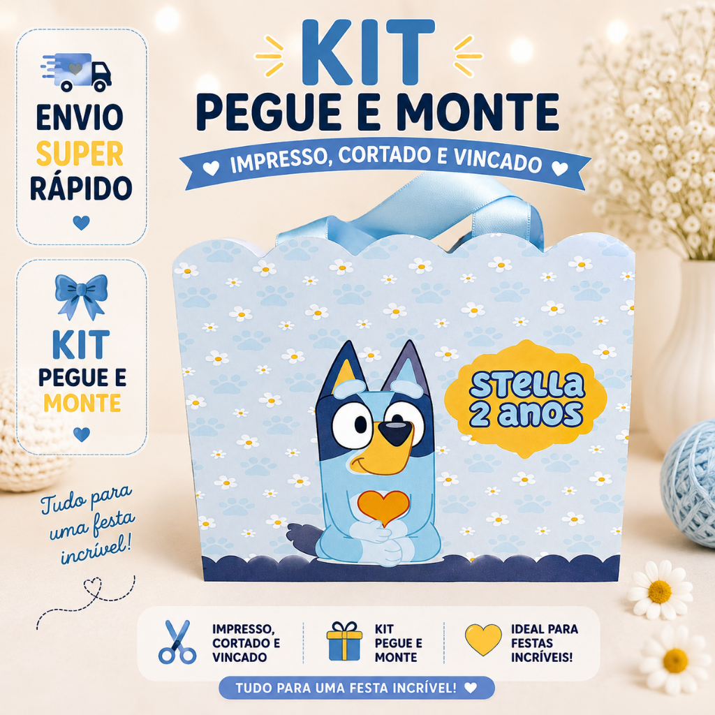 SACOLINHAS PERSONALIZADAS BLUEY, SACOLAS, LEMBRANCINHAS