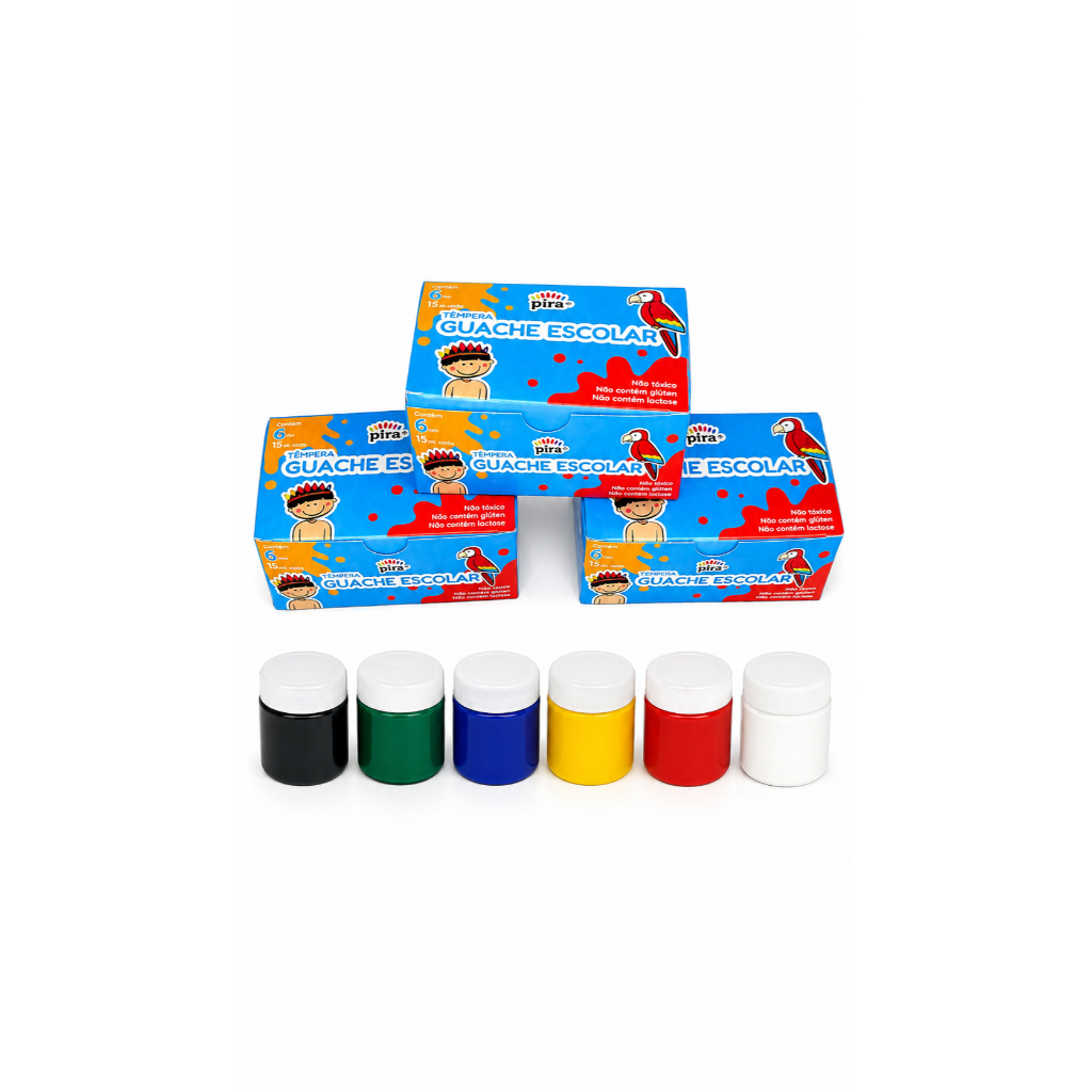 5 Cx Tinta Guache 15ml Tempera 6 Cores Pintura Aquarela Atacado Kit Lembrancinha Infantil Escolar