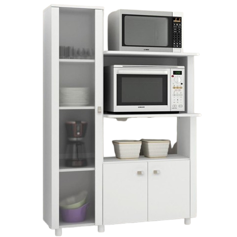 Balcão Organizador Para Forno E Microondas 3 Portas Branco